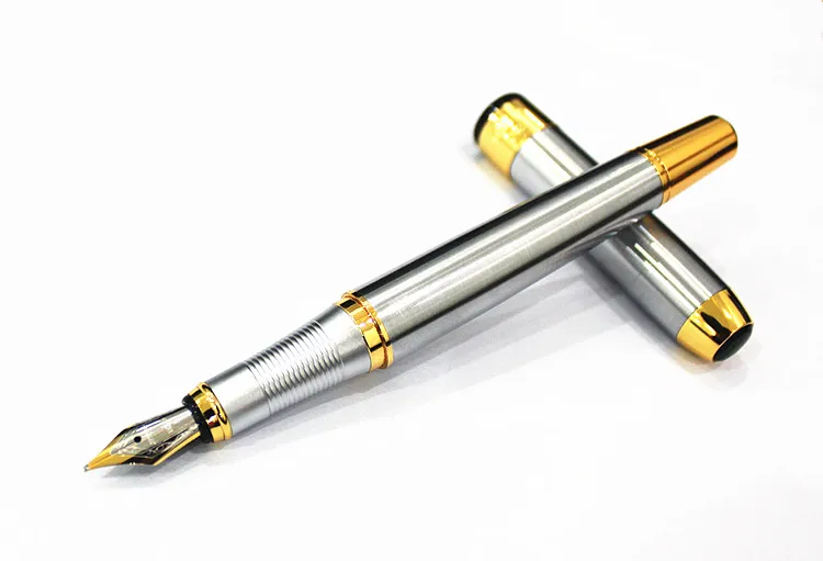 Jinhao 250 перьевая ручка из нержавеющей стали с золотой отделкой с 8 черными чернилами Набор сменных стержней Классический высоко ценный набор