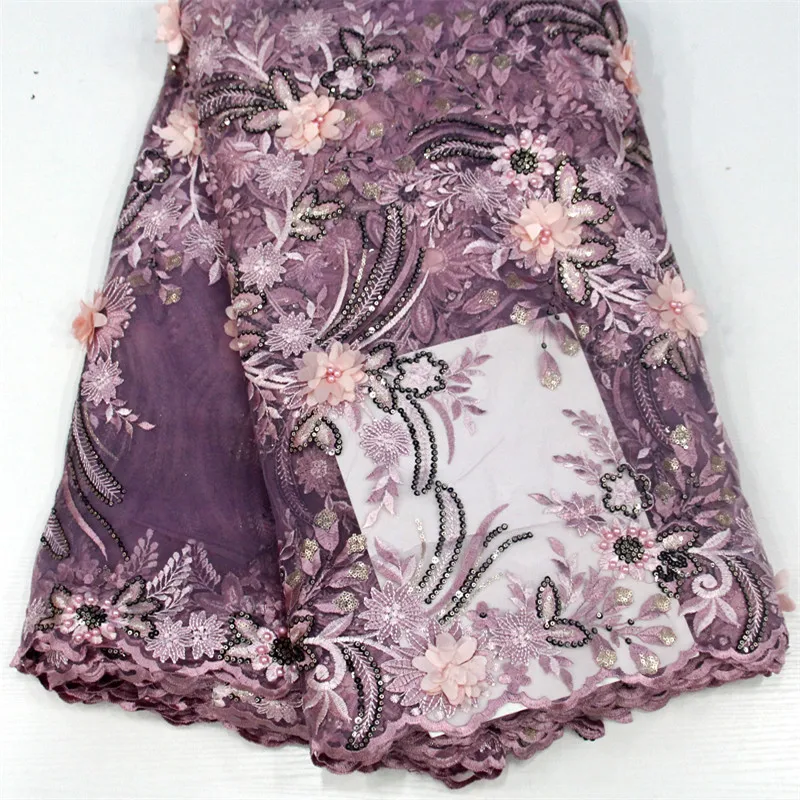 3D аппликация африканская кружевная ткань красивый красный вышитый тюль ручная