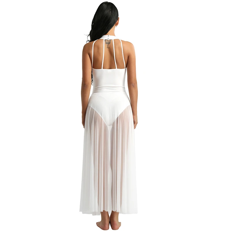 Балетное платье трико для балета Женское боди длинное балетное с ложным