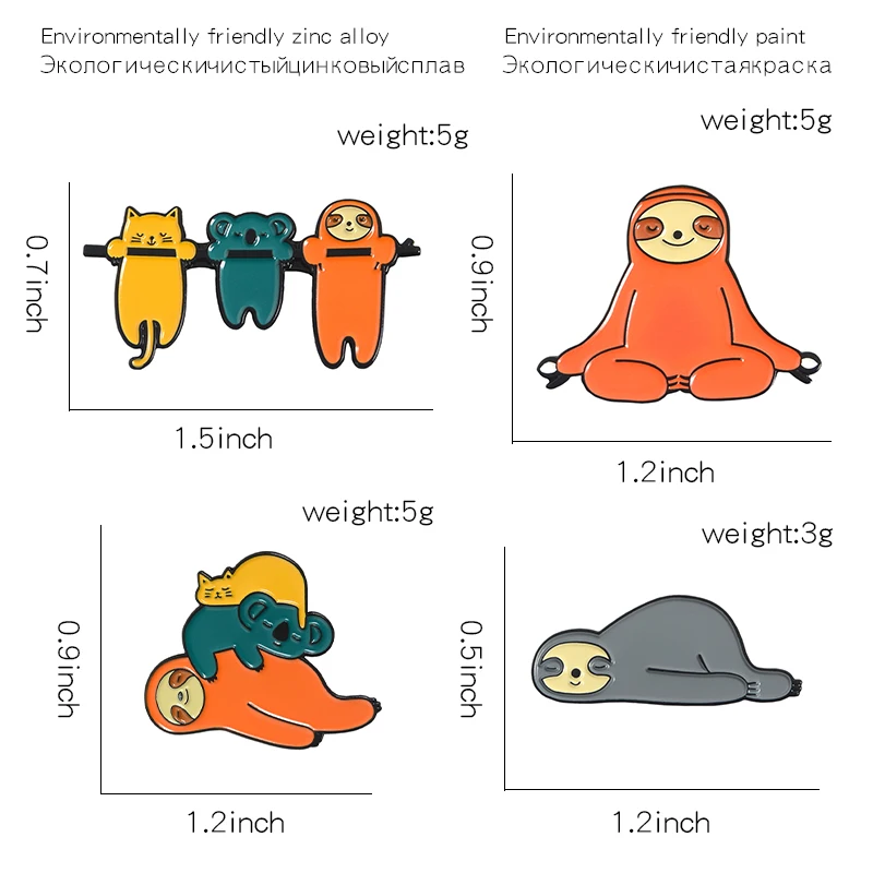 Очаровательная Милая Ленивец кошка коала Йога ленивое животное флэш эмаль
