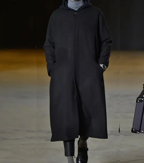 

S-6XL / Hot / Spring/autumn Men's New Fashion Personalized custom slim hooded super long knee coat