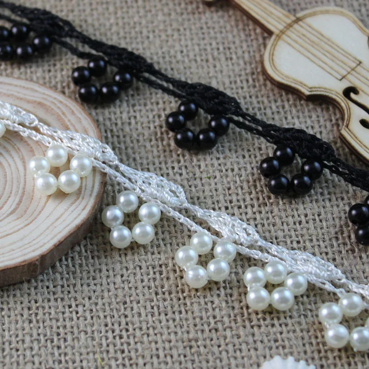 

Lace Flower with Pearl Appliques Trim For Clothing Craft-YC