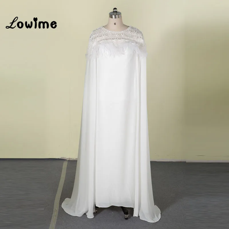 Длинные элегантные белые кружева Формальное вечернее платье с накидкой турецкий