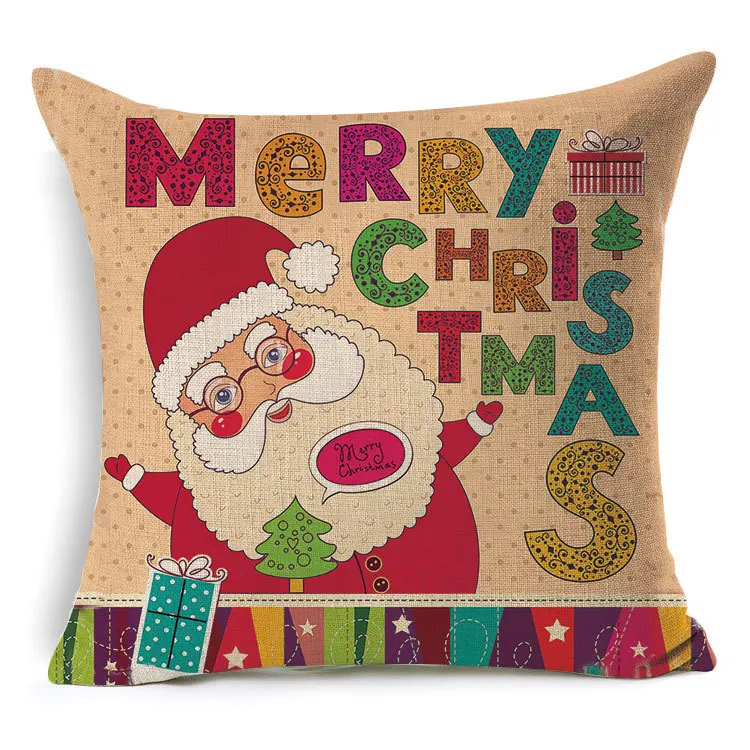 1 шт. 43*43 см Рождественский Рисунок Санта-Клауса хлопчатобумажная льняная