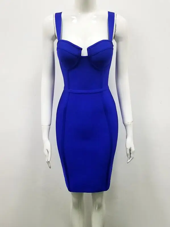 H280-Blue 3 цвета, женское сексуальное голубое, желтое, черное Бандажное платье из вискозы, как у знаменитостей, дизайнерские, модные, вечерние платья Vestido - Цвет: H280-Blue