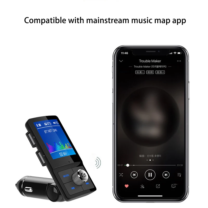 Беспроводной FM-модулятор с ЖК-дисплеем Bluetooth передатчик автомобильный комплект