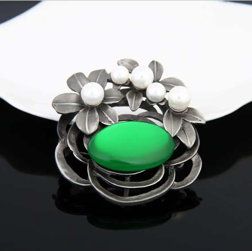 Fashion Pearl Resin Hollow Flower Brooch Safety Pin Women Girl Scarf Clip Sweater Antique Tin Jewelry | Украшения и аксессуары