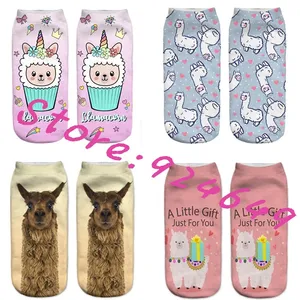 Новинка; Милые Носки с рисунком мультяшной Альпака для женщин и мальчиков; Носки с 3D принтом; Прямая поставка