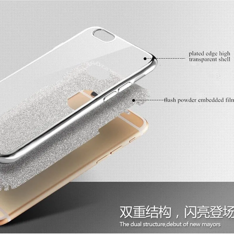 OUJINUO покрытие флэш-порошок чехол для телефона iPhone 7 8 6 6s Plus 5 5S SE Ультратонкий ПК +