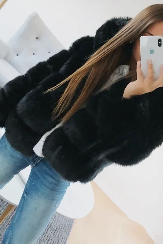 Зимнее женское теплое пальто модные куртки из искусственного меха с отворотом