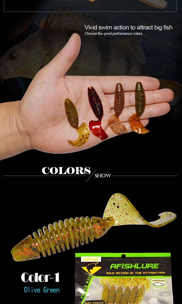 6 шт./лот Afishlure винт хвост Мягкая приманка личинка 60 мм 3 г jerkbait воблер с джиг-головкой Capuchin Maggots рыболовные силиконовые приманки