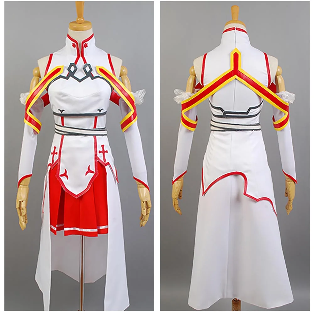 Sword Art Online Cosplay Asuna Costume Anime Full Set Uniform Halloween Carnival Women Dress full sets | Тематическая одежда и