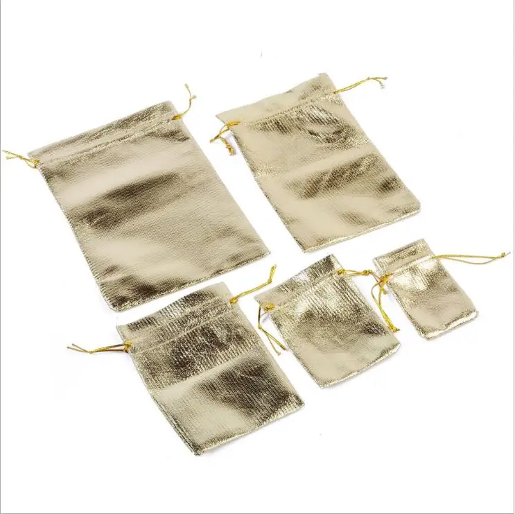 30pcs 7x9cm 9x12cm 10x15cm Metallic Foil Jewelry Packing silver/Gold Color drawstring Velvet bag,Wedding Gift Candy Bags&Pouches images - 6