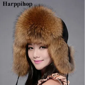 HARPPIHOP меховая шапка, шапка из меха лисы, меховая шапка, разноцветные осенние и зимние шапки, модные шапки-бомберы для женщин и мужчин - Цвет: as picture