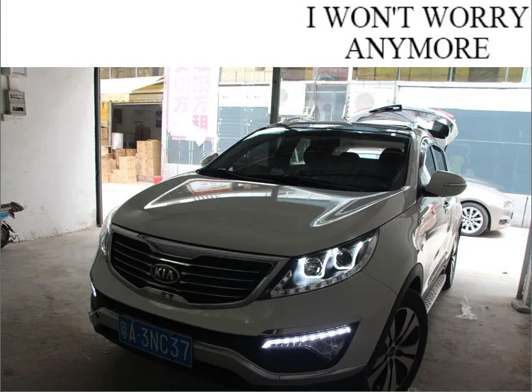 Автомобильный Стильный чехол для головного фонаря для Kia Sportage 2009-2011 фары светодиодный фары DRL Объектив Двойной Луч Биксенон HID автомобильные аксессуары