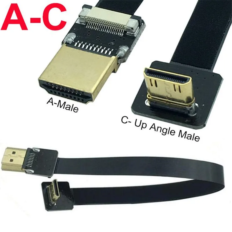 

FPV Mini HDMI-совместимый штекер под углом 90 градусов к HD штекеру HDTV FPC плоский кабель для мультикоптера аэрофотосъемки 5 см-80 см
