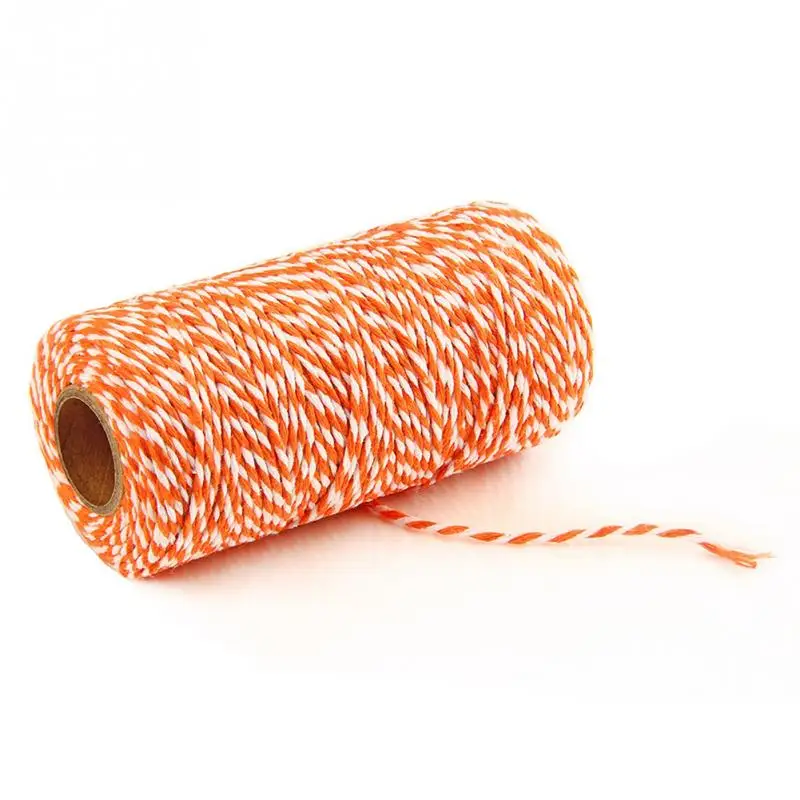 Orange White 100 м/рулон хлопковой Струны DIY Подарочная коробка для упаковки веревка для выпечки шпагат шнур деревенский кантри ремесла швейная веревка 15 цветов#20 - Цвет: Orange White