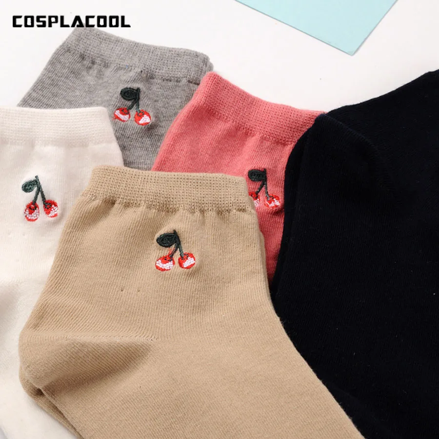 Носки женские хлопковые с вышивкой 5 цветов|womens cotton socks|socks harajukucotton socks |