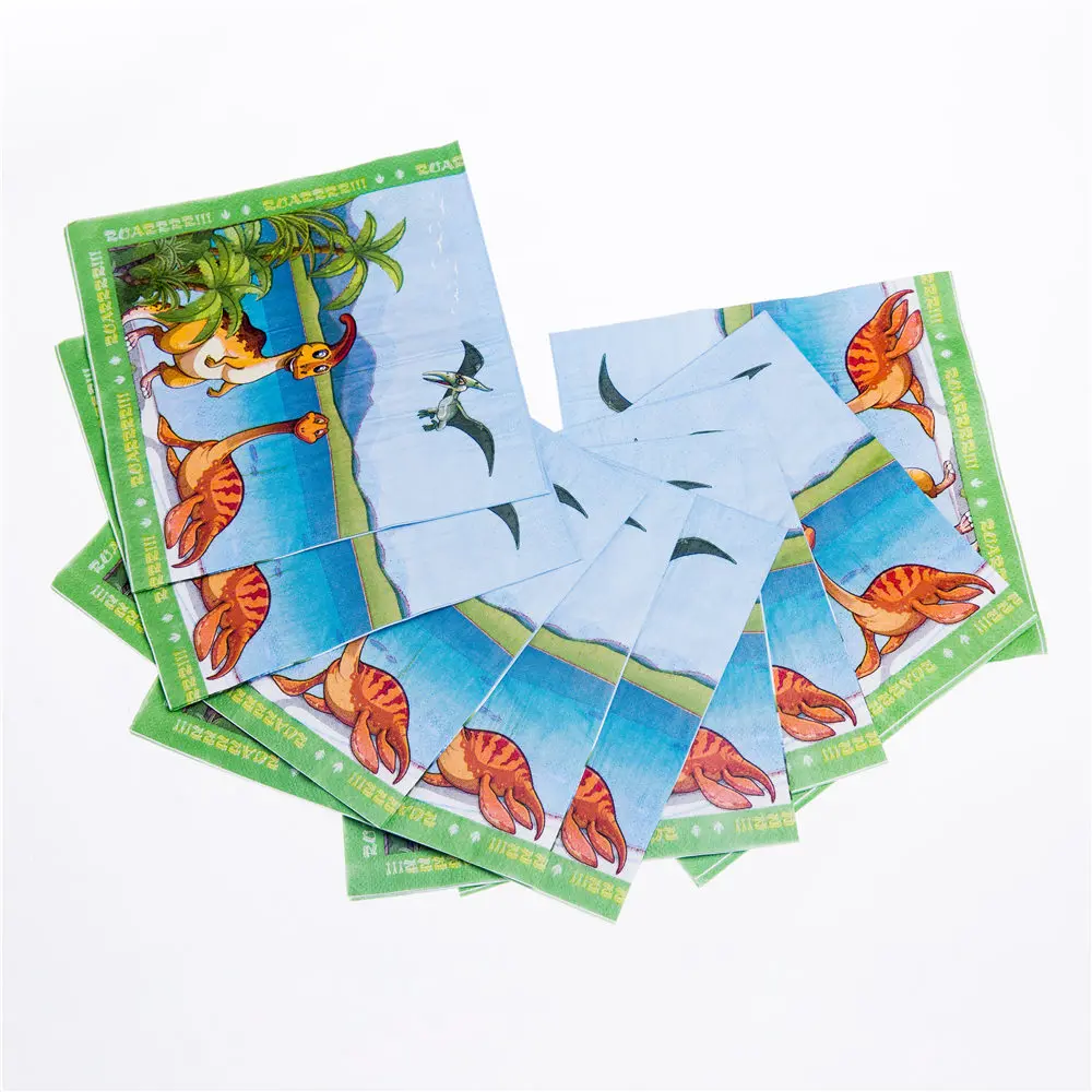 Динозавр тема салфетки мультфильм животных одноразовые день рождения вечеринки