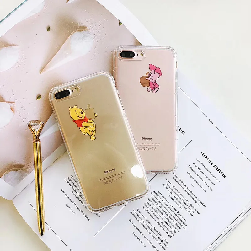 Забавный милый чехол для телефона с мультяшным медведем для iPhone 11 6 6 S 7 8 Plus 11Pro X Xs Max Xr прозрачный мягкий чехол Fundas Capa
