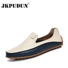 JKPUDUN мужская повседневная обувь большого размера из натуральной кожи слипоны топ-сайдеры Роскошные Брендовые мужские лоферы Мокасины