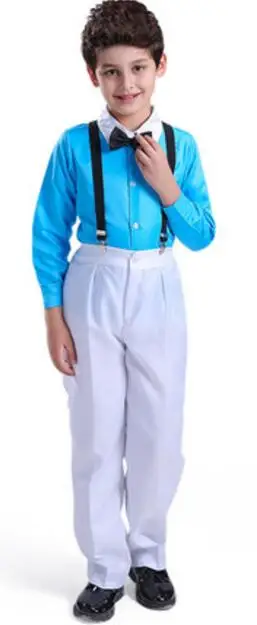 sky blue long Детская одежда с цветочным принтом для мальчиков-подростков 4, 6, 8, 9, 7, 5, 10, 12, 14, 13, 16 лет, деловые комплекты одежды для мальчиков, Новая Одежда для танцев - Цвет: sky blue long