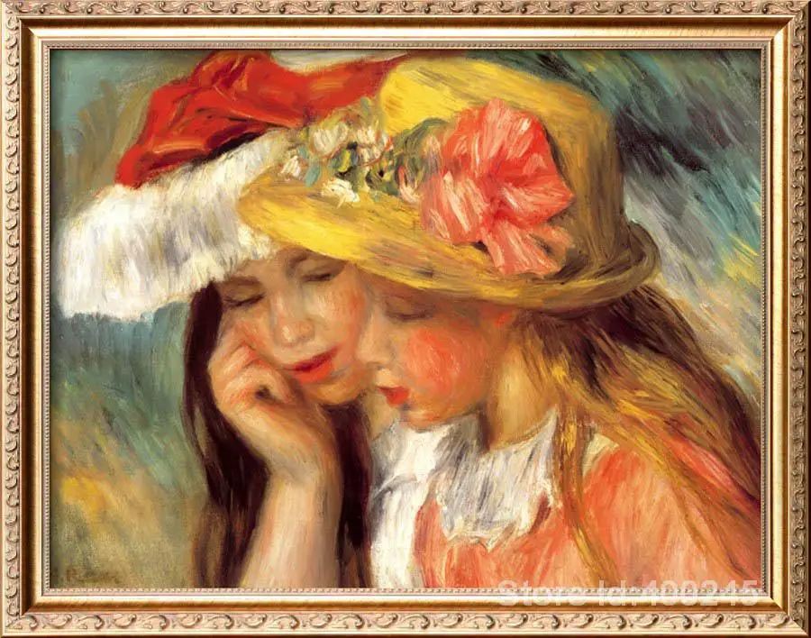 

Картина для девушек, два сестры, Пьер Аугуст Ренуар, холст, искусство, украшение для спальни, ручная роспись, высокое качество
