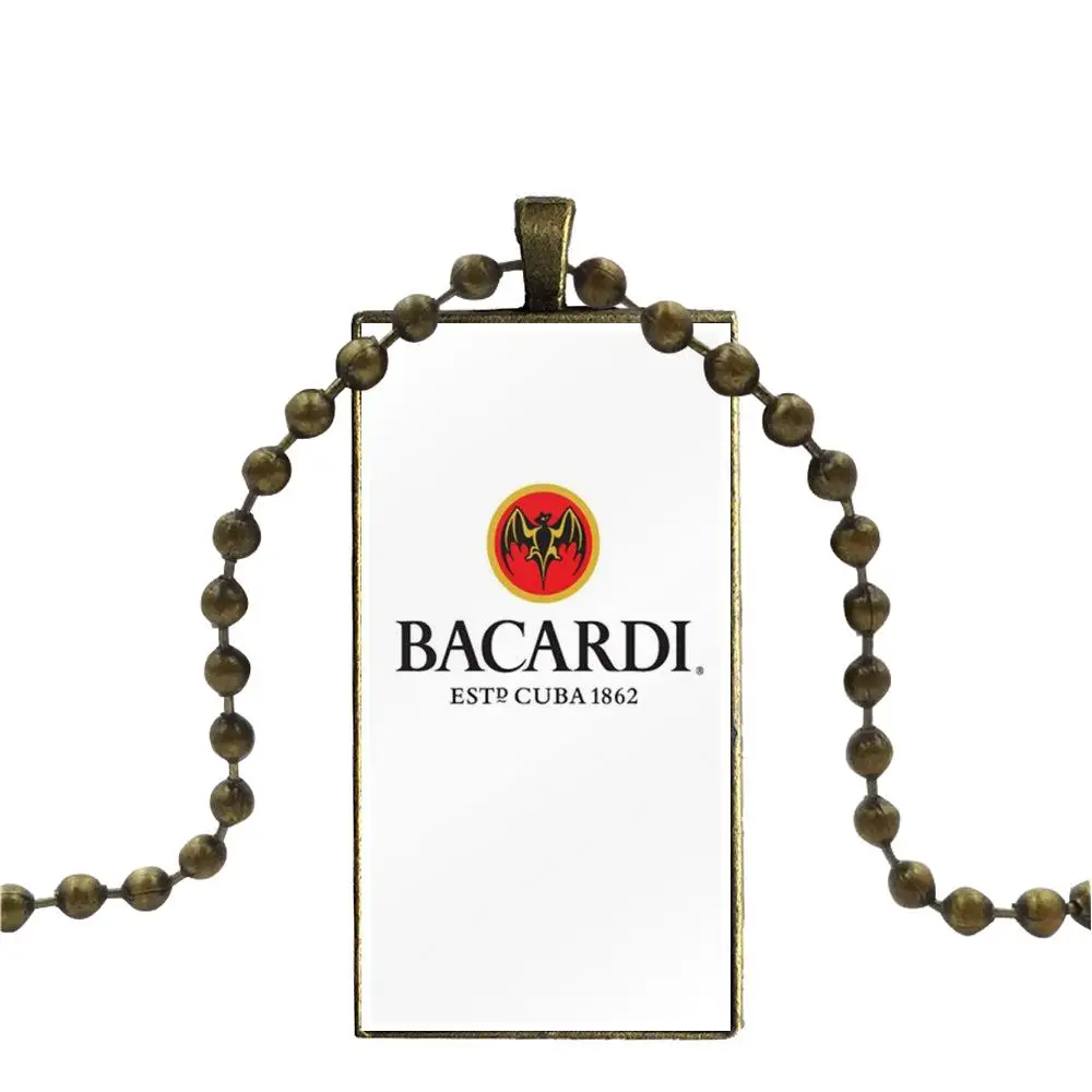 Bacardi Breezer логотип для женщин Рождественский подарок стеклянный кулон ожерелье ручной работы половина кулон прямоугольное ожерелье