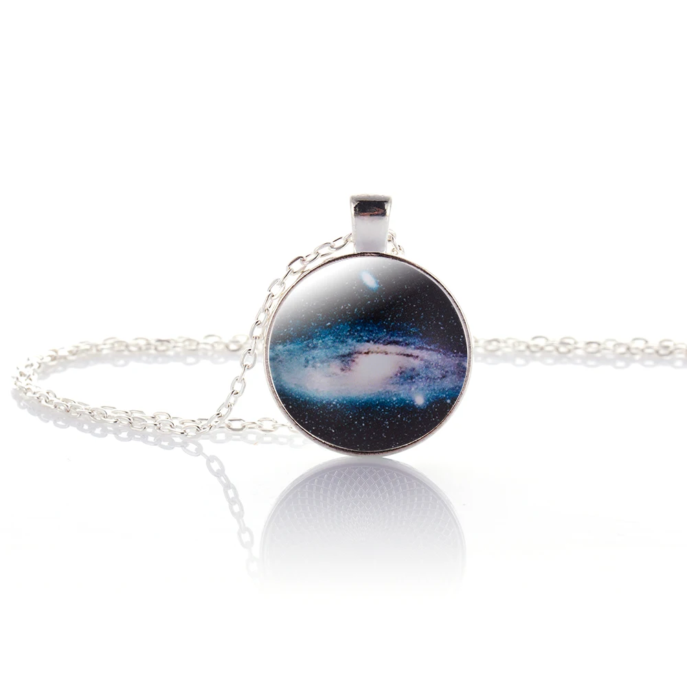 2017 популярное ожерелье с подвеской в виде небулы стеклянный кабошон серебряная