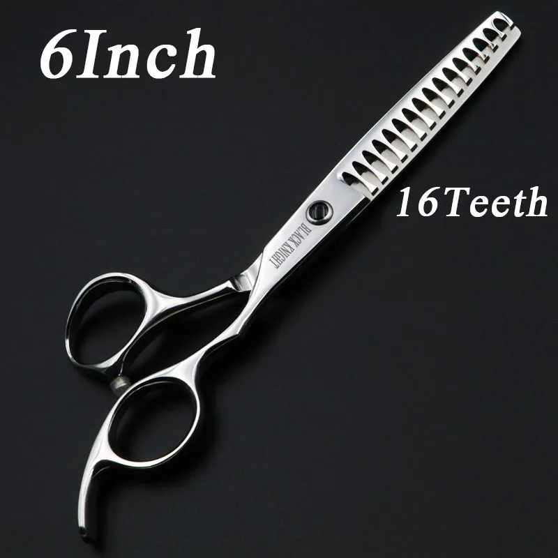 Black Knight 6 inch Professional Hairdressing scissors Thinning Barber shears 16 Teeth High quality Personality | Красота и здоровье