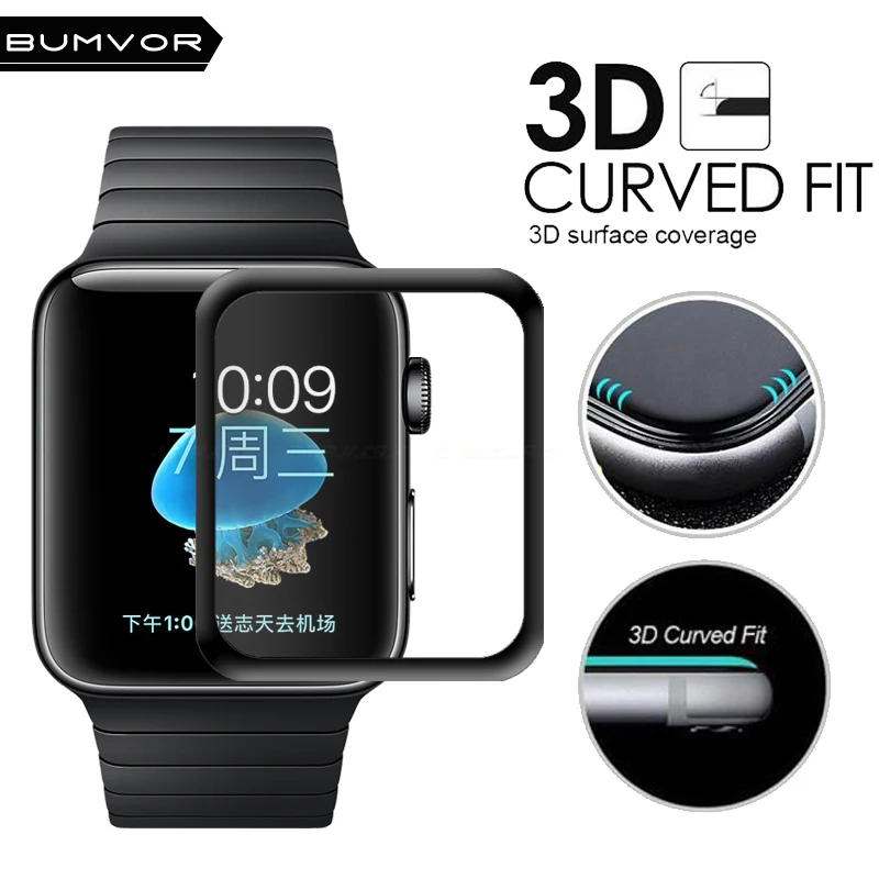 Для iWatch закалённое стекло с покрытием для Apple Watch 38 мм 42 серия 3 2 1 полное покрытие 3D