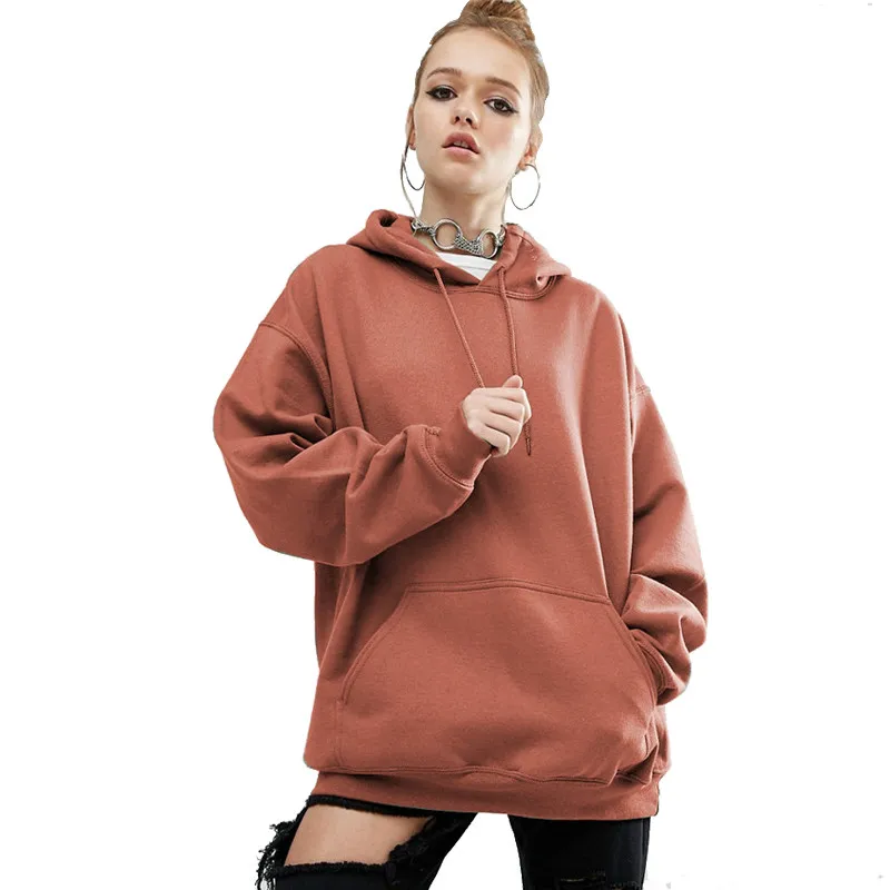 MYDC осень зима женские толстовки худи BF Топы однотонные теплые повседневные с