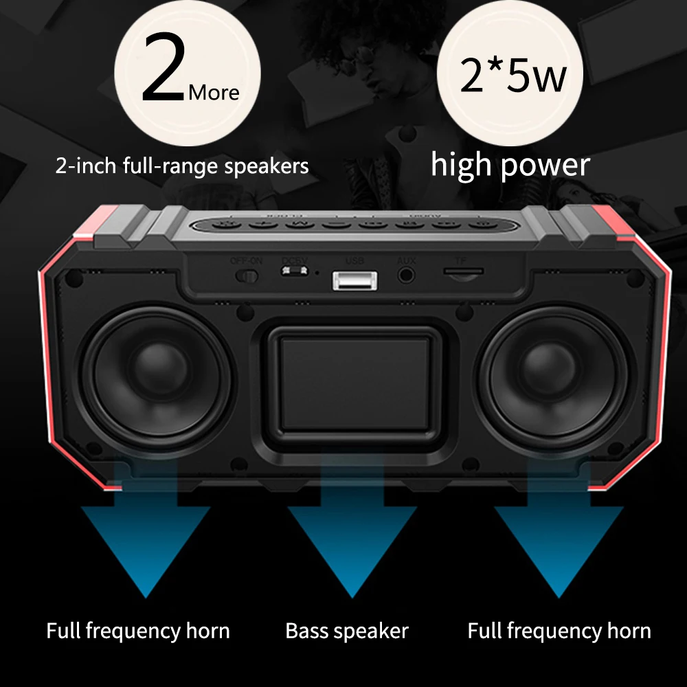 JY Audio F1 портативные мини bluetooth колонки умный ЖК экран Будильник Радио fm приемник