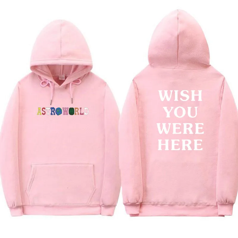 4 Pink Трэвиса Скотта Astroworld WISH YOU WAS HERE толстовки Модные с буквенным принтом худи уличная одежда для мужчин и женщин пуловер Толстовка - Цвет: 4 Pink