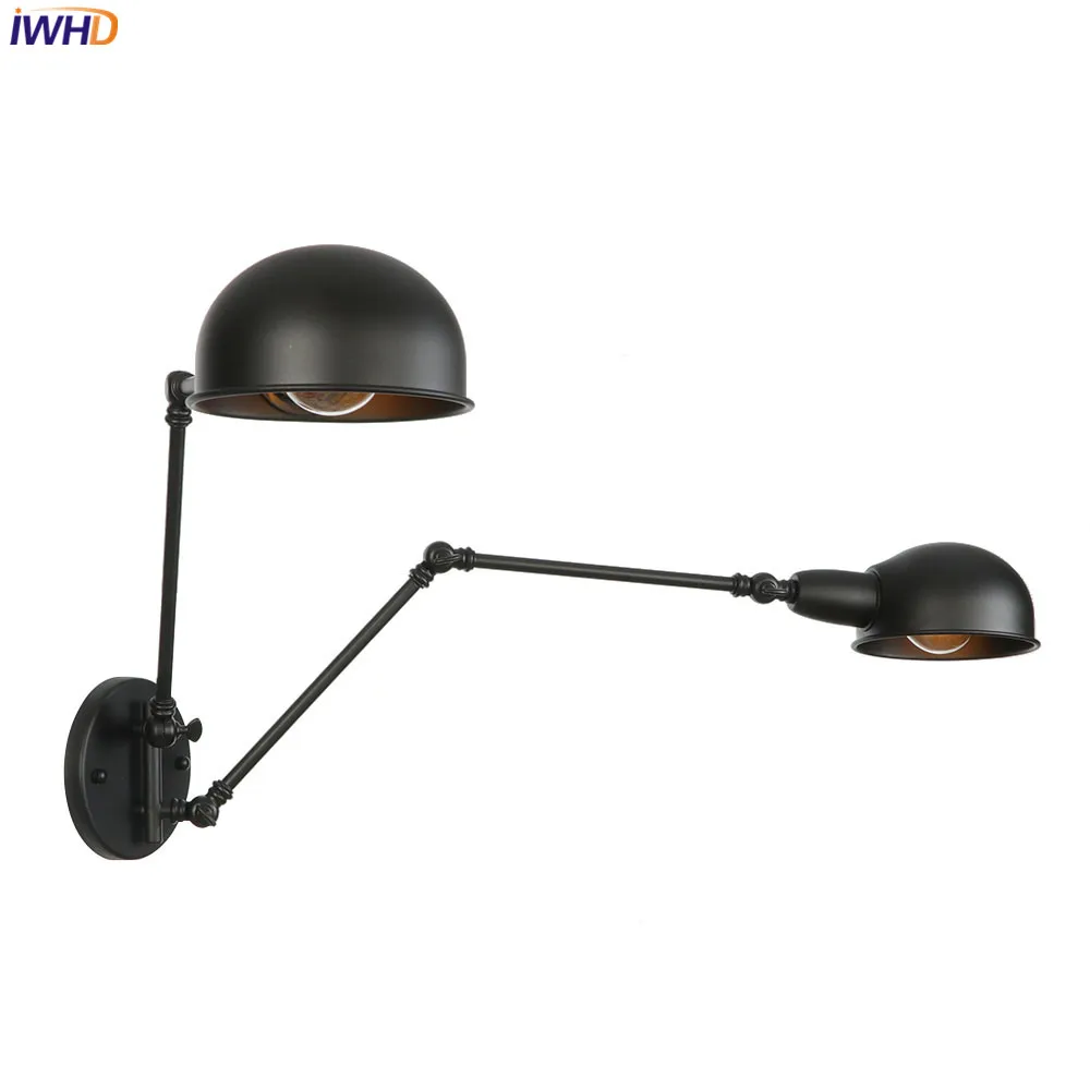 

IWHD Iron Adjustable LED Wall Light 20+20cm Vintage Nordic Wandlamp Industrial Wall Lights For Home Applique Murale Luminaire