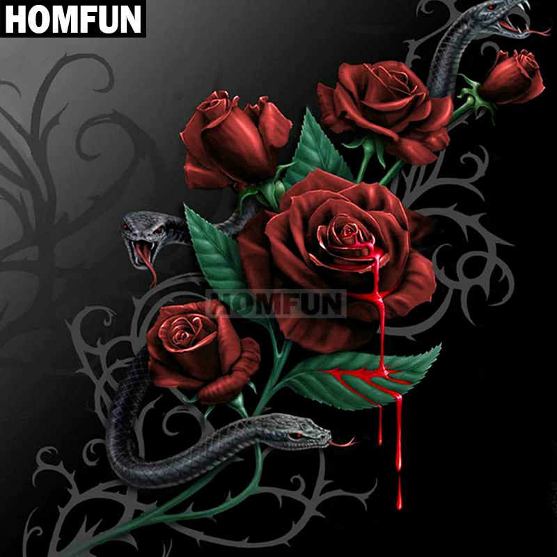 Набор для алмазной вышивки HOMFUN A01204 алмазная 5D картина Роза и Змея с полными