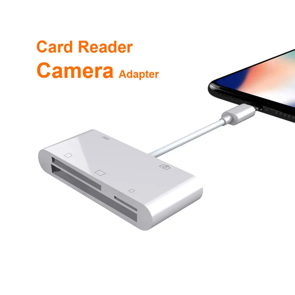 Кард ридер Lightning 5 в 1 SD/TF/Micro SD/CF кард комплект для подключения камеры USB камера OTG
