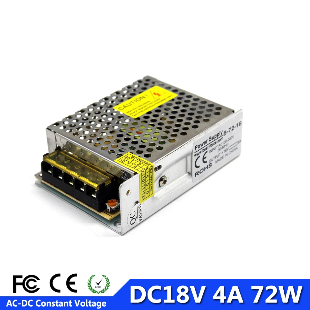 DC18V 4A 72 Вт импульсный источник питания адаптер трансформатор 100 240 В AC к DC 18 в SMPS для