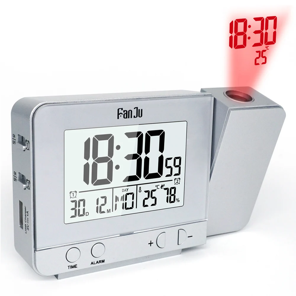 FanJu FJ3531 проекционный будильник с проекцией температуры и времени/USB зарядное
