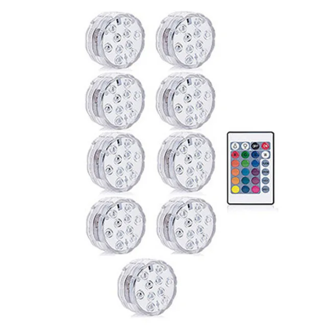1M 9T Светодиодный подводный RGB фонарь с 10 шт. светодиодный пруд погружной IP67 водонепроницаемый плавательный бассейн свет батарея работает для свадебной вечеринки - Испускаемый цвет: 1M 9T