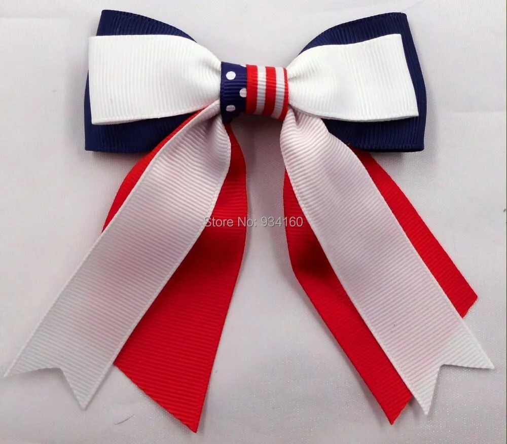 30 шт 4 &quotGrosgrain слоистых Cheer/бант для чирлидинга головной убор с зажимом |