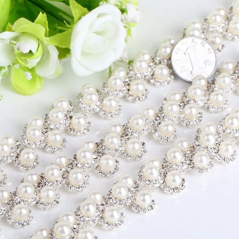 Crystal Rhinestones Chain Silver Base Tirm DIY Wedding Dress Accessories Rhinestone Applique | Дом и сад