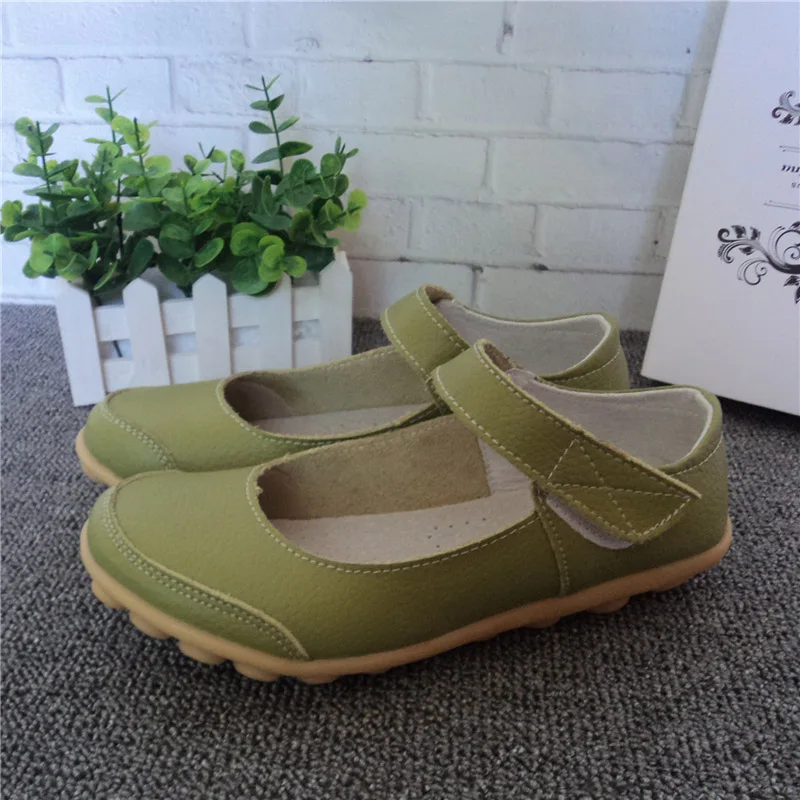 Plardin/Большие размеры 35-43; обувь из натуральной кожи на плоской подошве; женские туфли-оксфорды с ремешком на щиколотке; балетки на плоской подошве; женские балетки на плоской подошве - Цвет: Apple green