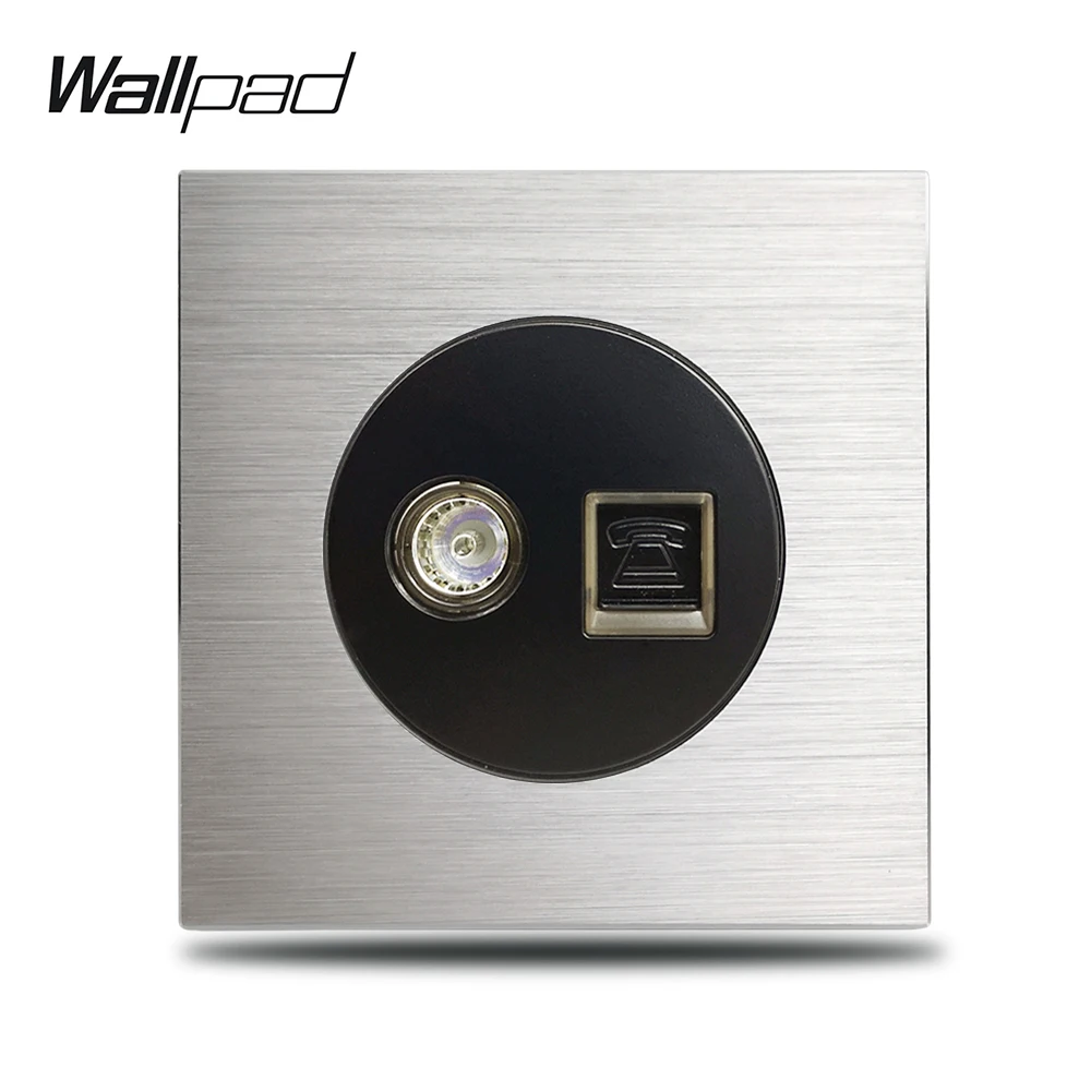 Wallpad Grey L6 Single TV Jack &amp TEL Cat3 RJ11 Outlet Socket Silver Brushed Aluminum Plate 86 * mm | Обустройство дома