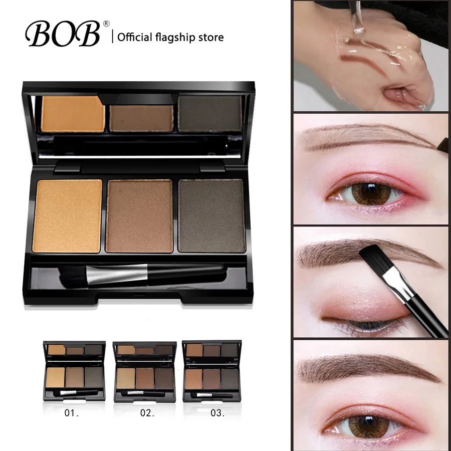 BOB 3 цвета усилитель бровей тени для пудра стойкая водостойкая Гелевая Кисть