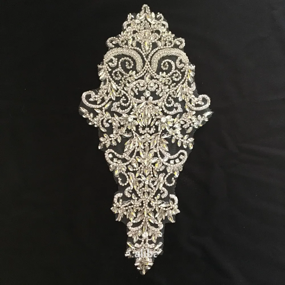 Ручная работа серебро кристаллы патчи блестки стразы аппликация для топа платье