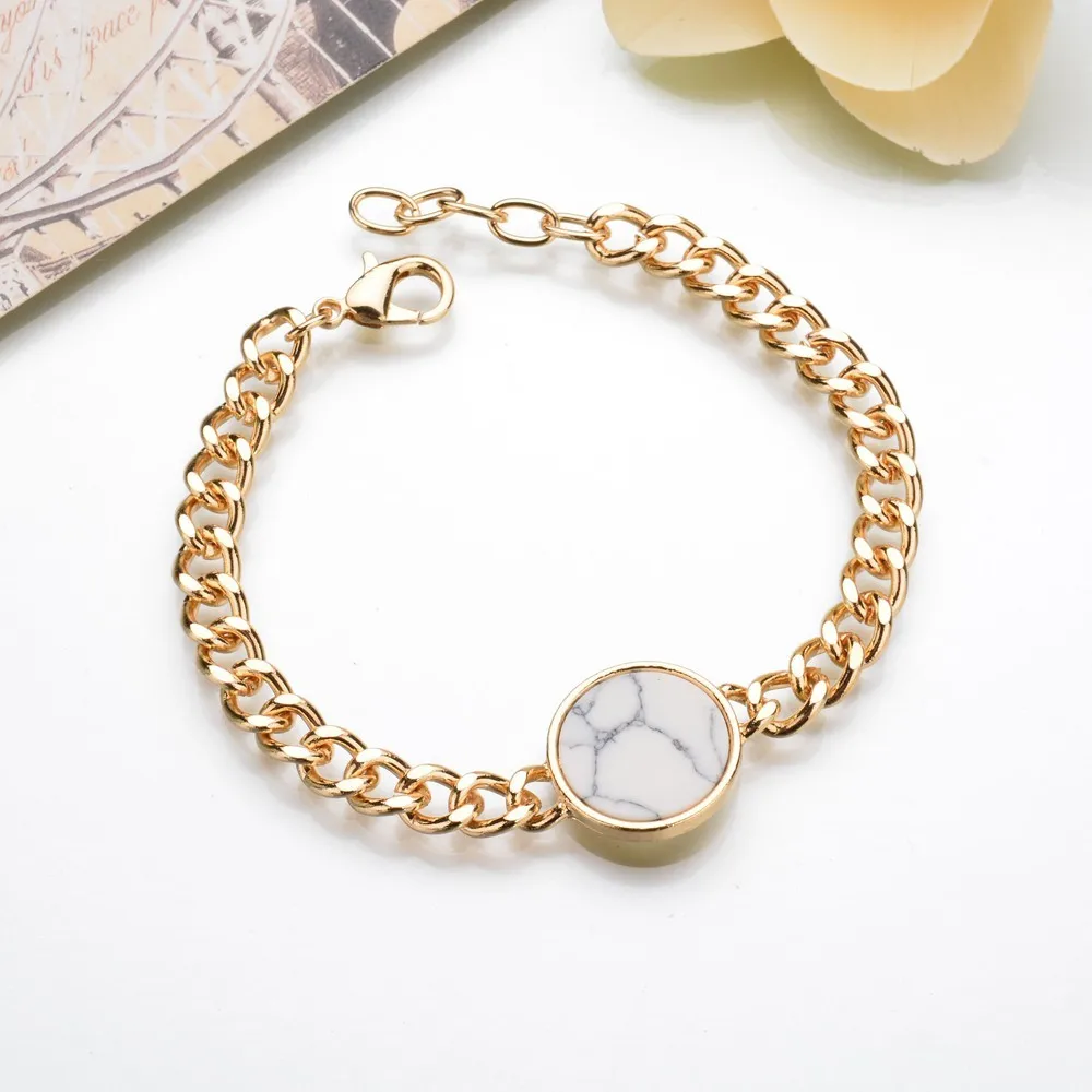 Золотой Цвет Толстый металлический браслет цепочка геометрические массивные