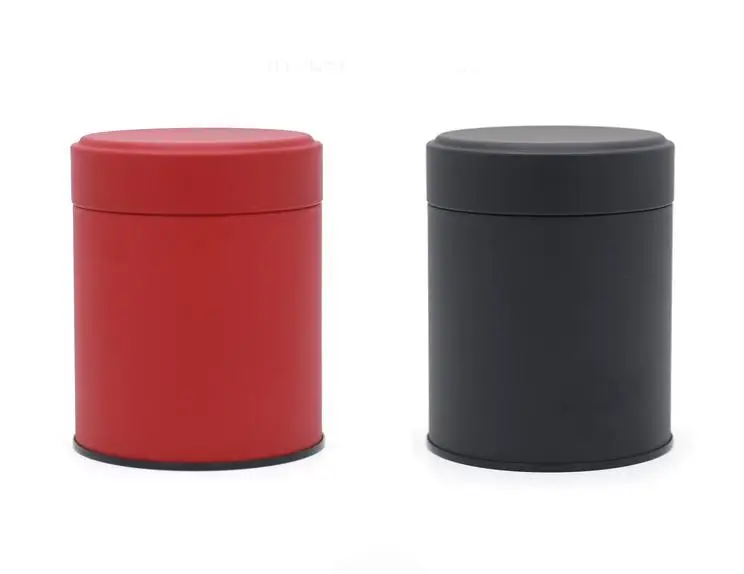 

DIA84x105mm Mat Black Red Beige Round Tea Tin Box Coffee Storage Metal Box Candy Cans 48pcs/lot SN1551