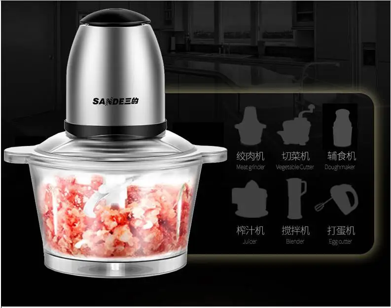 Многофункциональная бытовая электрическая мясорубка из нержавеющей стали, овощерезка, колбаса, мясорубка, кухонный прибор