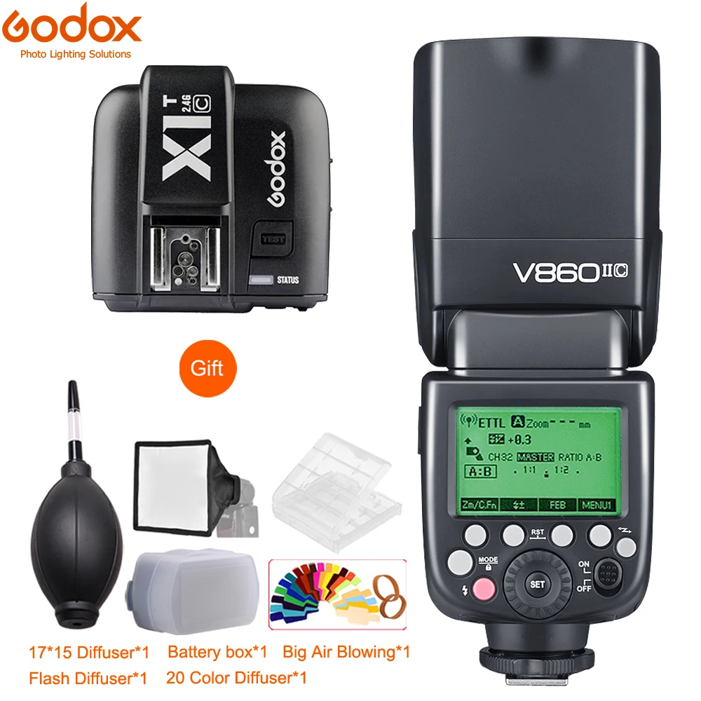 Вспышка для литий ионной батареи Godox V860II S 860II N C TTL HSS + триггер X1T Sony Nikon Canon Olympus